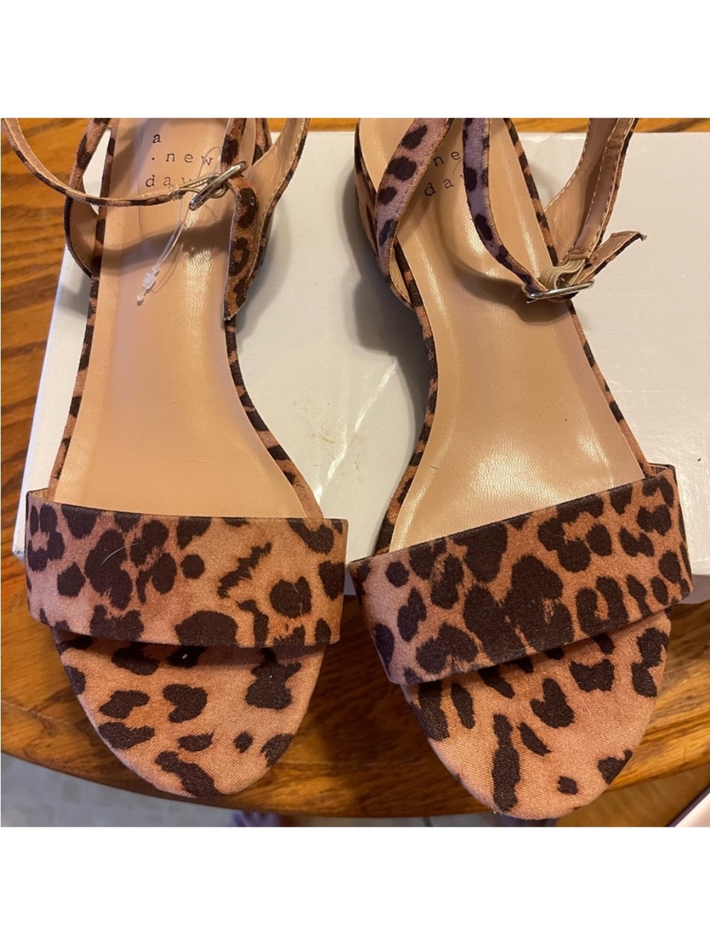 a new day Leopard Print Ankle Strap Sandals - Tan & Brown